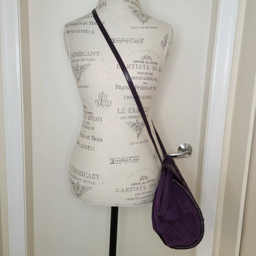 80s Croc Suede Leather Bucket Purse - Picture 3 of 14